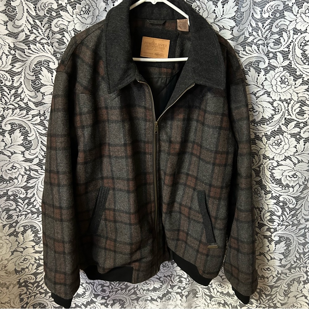 Plaid Bomber Jacket - Gray and Brown